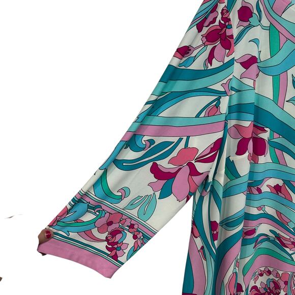 Retro Resort‎ Print Dress Sabrina Blue 2X Floral Swirl Y2K Statement - Picture 2 of 8